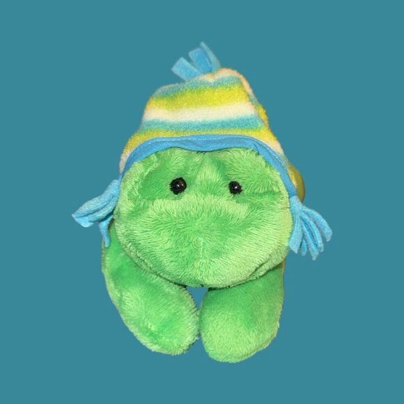 Gund Frog Striped Toboggan Scarf Hat Plush Stuffed Animal P7 - Picture 5 of 7
